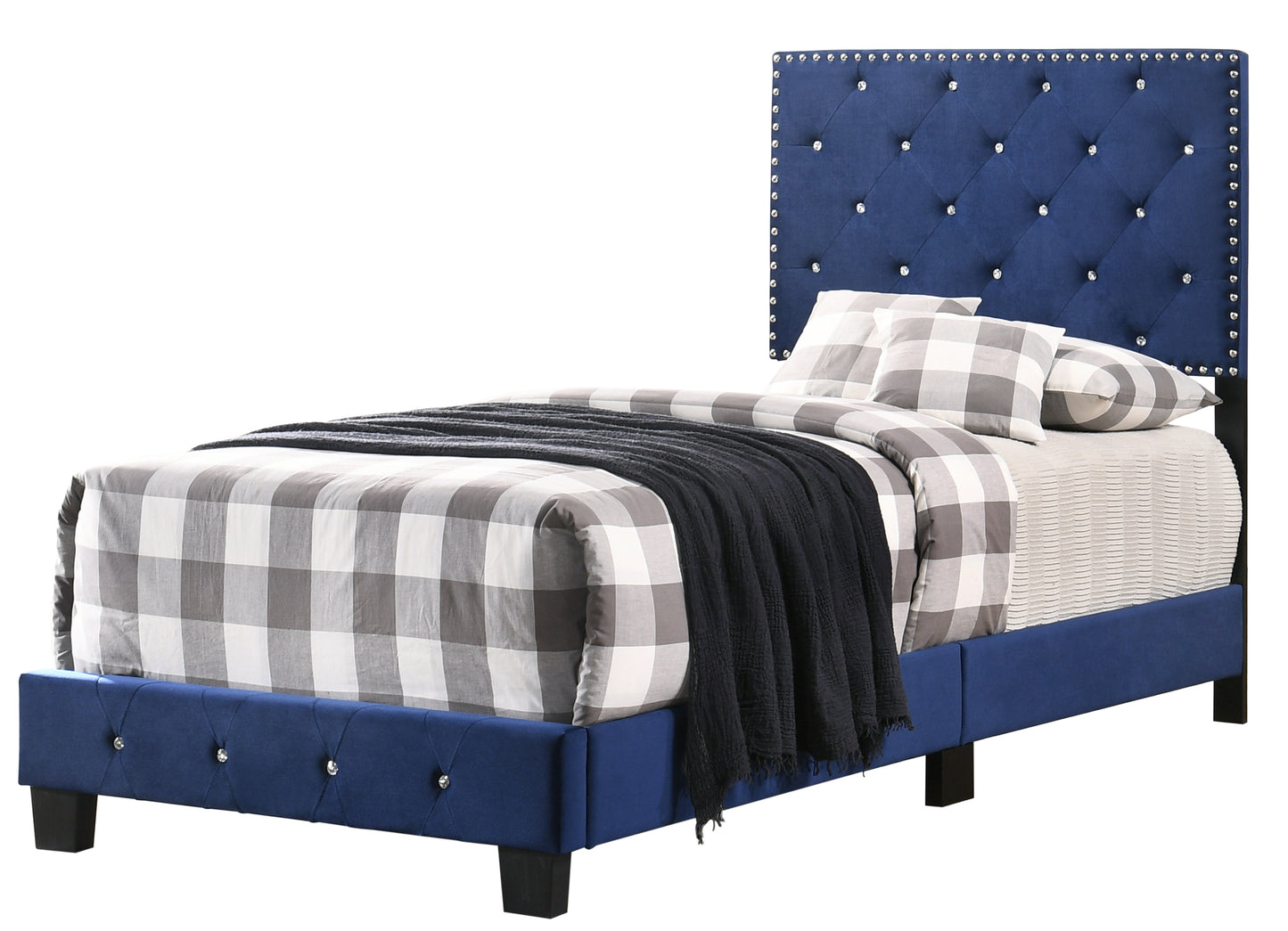 Stylish Twin Bed In Navy Blue Hue