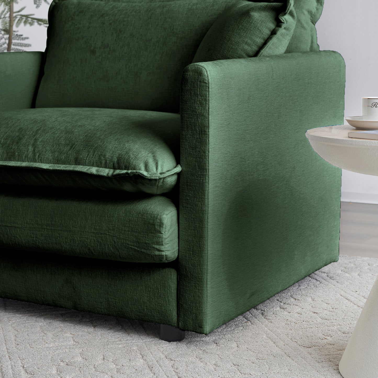 3 Piece Sofa Set Oversized Sofa Comfy Sofa Couch, 2 Pieces of 2 Seater and 1 Piece of 3 Seater Sofa  for Living Room, Deep Seat Sofa Green Chenille