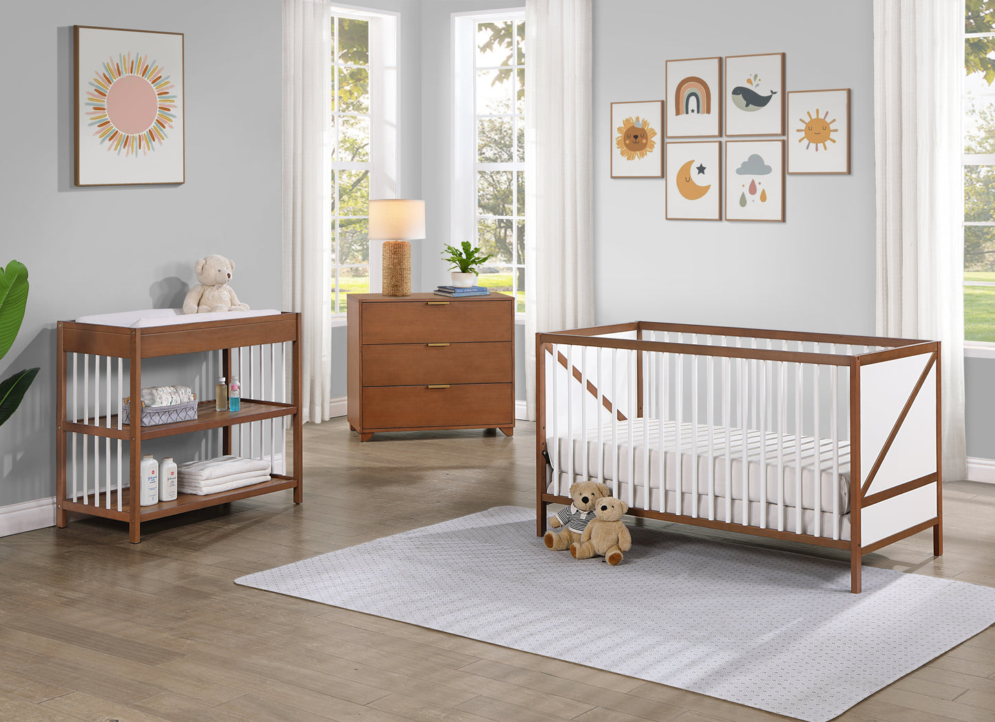 Pixie Zen 3-in-1 Crib in Walnut/White