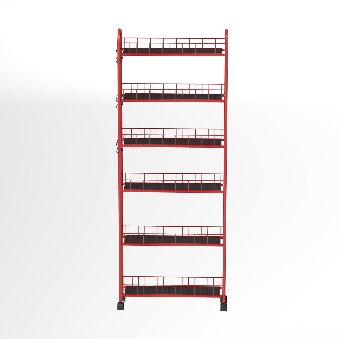 Red 6-Tier Rolling Cart Gap Kitchen Slim Slide Out Storage Tower Rack with Wheels,6 Baskets,Kitchen,Bathroom Laundry Narrow Piaces Utility cart