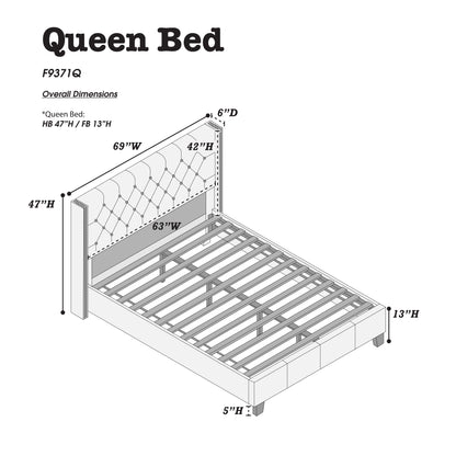 QUEEN BED in Blue Gray