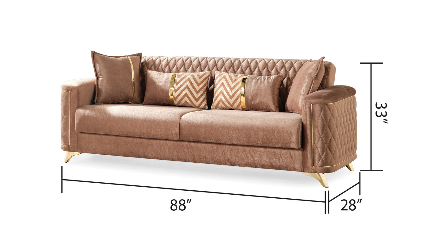 Luna 2Pc Modern Living Room Set in Copper