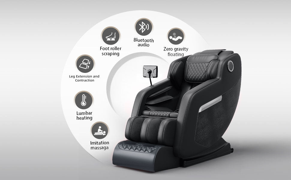 Massage Chair,Full Body Zero Gravity Recliner with Bluetooth, Hip Heating, Foot Massage and Air Massage System for Home Office, for mom/dad (Black)