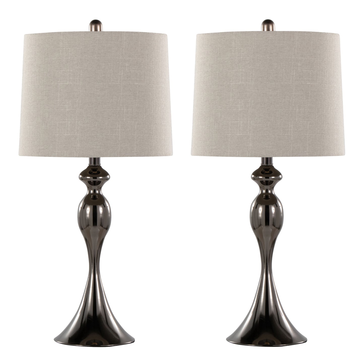 Ashland 27" Contemporary Metal Table Lamp in Gun Metal with Light Grey Textured Slub Linen Shade from Grandview Gallery by LumiSource - Set of 2