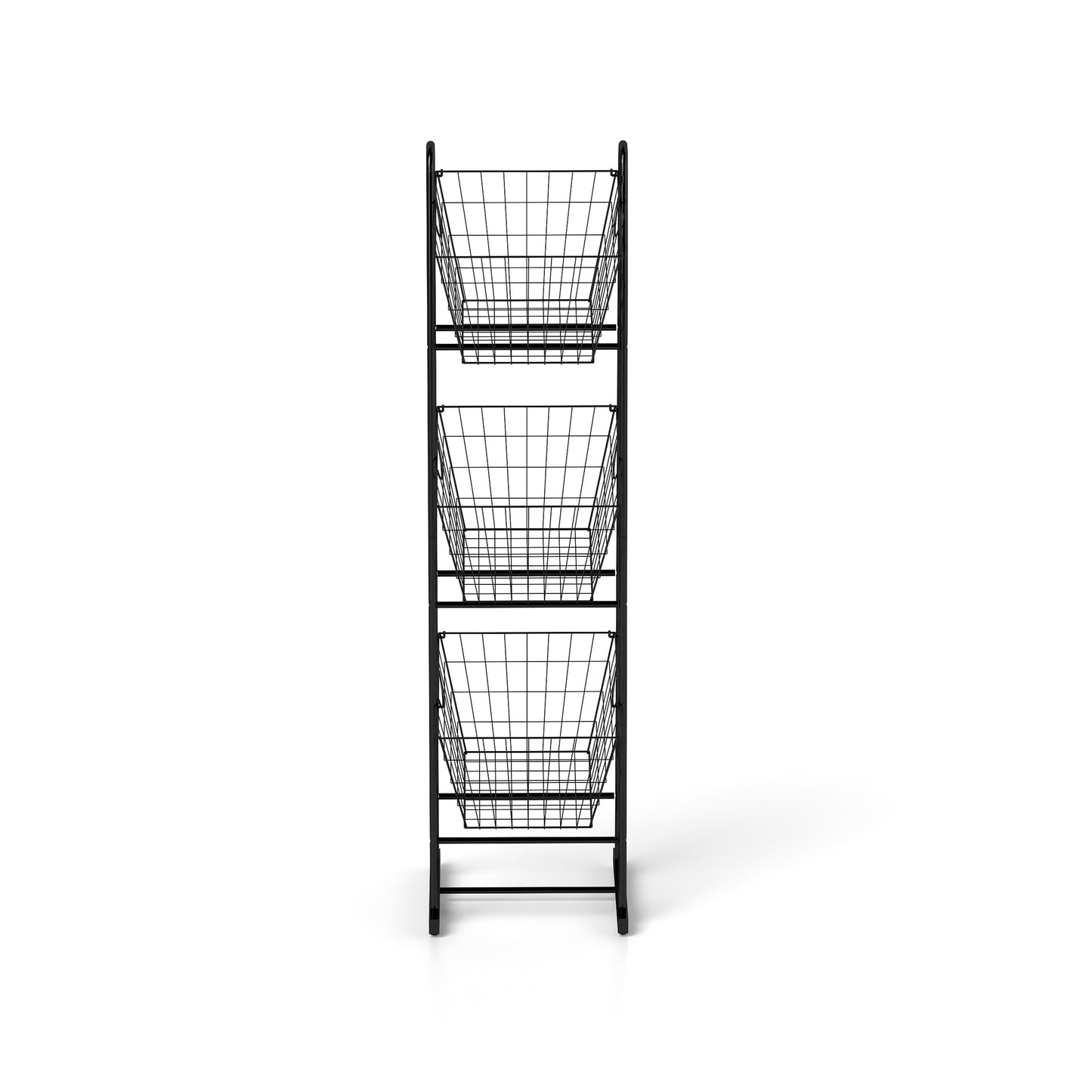 3-Tier Kitchen Storage Basket Organizer, Freestanding Metal Wire Rack for Fruit, Vegetables, and Pantry Items