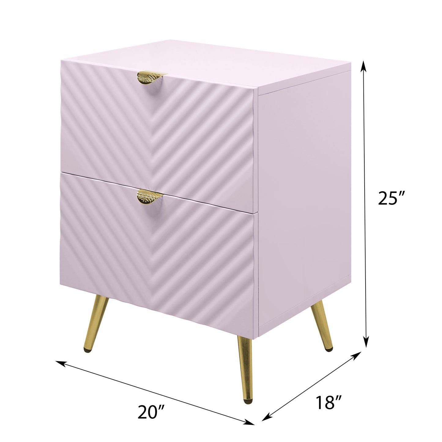 Pink High Gloss 2-Drawer Nightstand