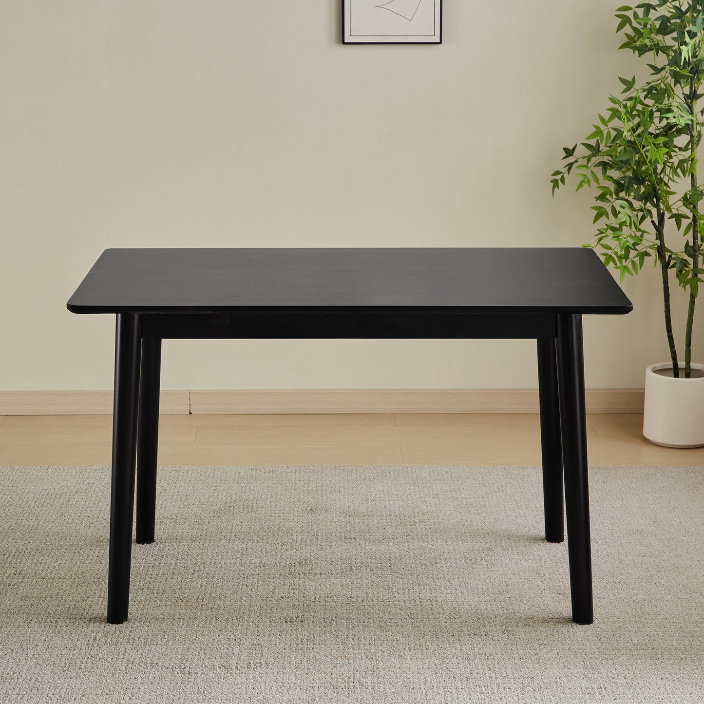 47-inch dining table Black solid wood kitchen table Dining table suitable for small space kitchen table modern home furniture