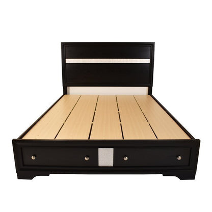 Traditional style King Size Storage Bed made with Wood in Black