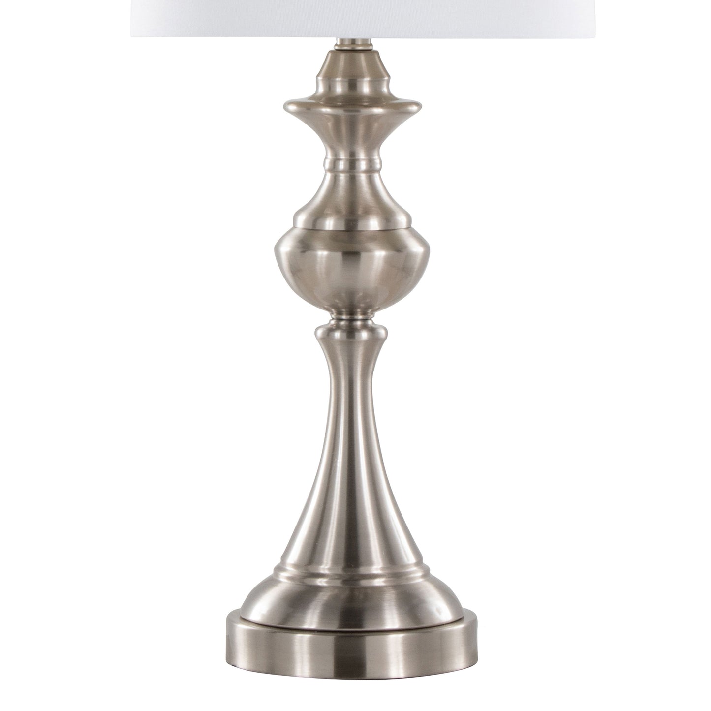 Montgomery 29" Contemporary Metal Table Lamp in Brushed Nickel with White Linen Shade and Built-in USB Port from Grandview Gallery by LumiSource - Set of 2