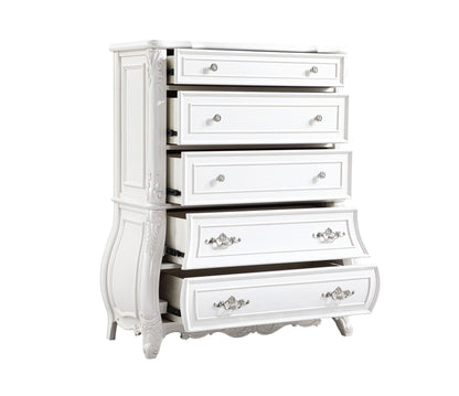 Opulence Modern Style 5-Drawer Chest Made with Wood in Pearl White