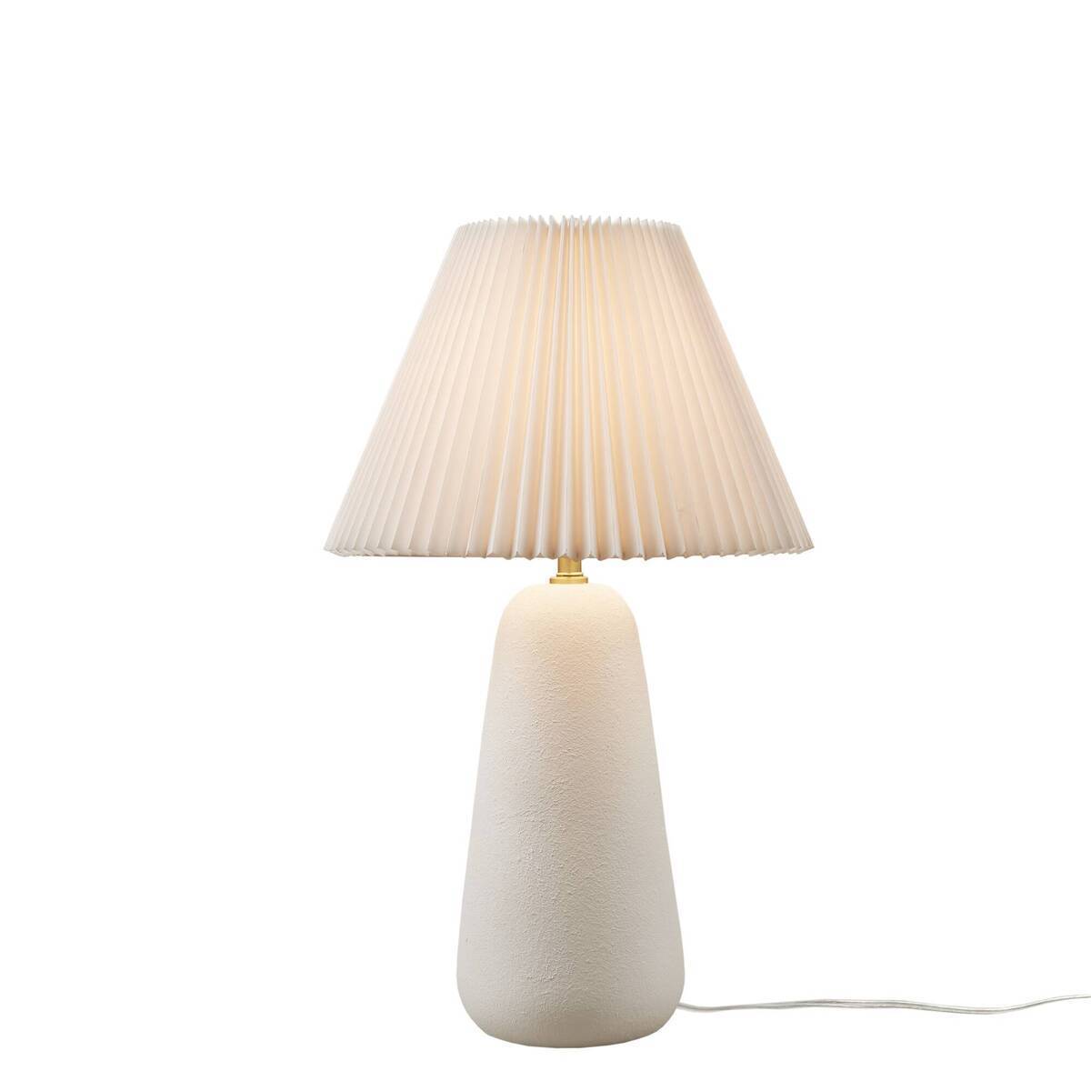 Textured Ceramic Table Lamp with Fluted Fabric Shade