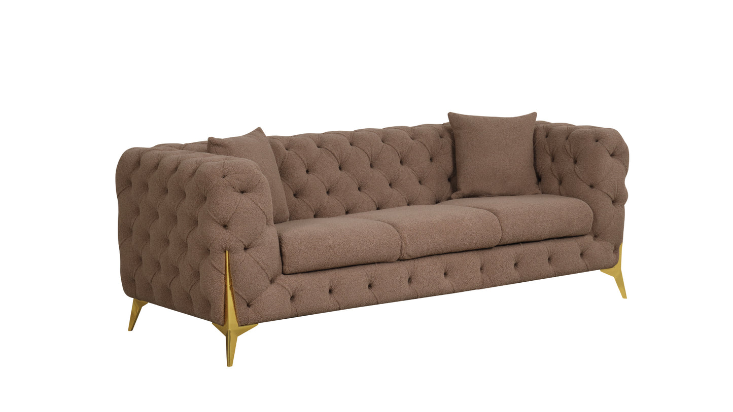 Contempo Modern Style Buckle Fabric Sofa Made with Wood in Brown