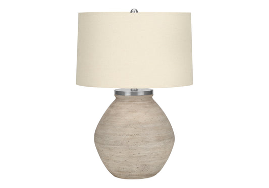 Lighting, 25"h, Table Lamp, Cream Concrete, Beige Shade, Contemporary