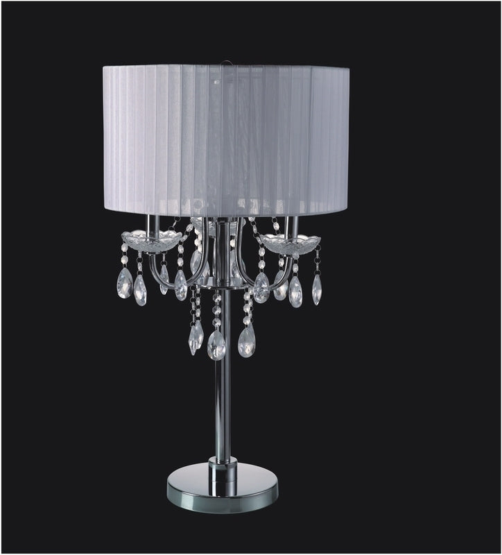 29.5"H WHITE/CHROME CRYSTAL INSPIRED TABLE LAMP (1PC/CTN) (1.58/9.10)