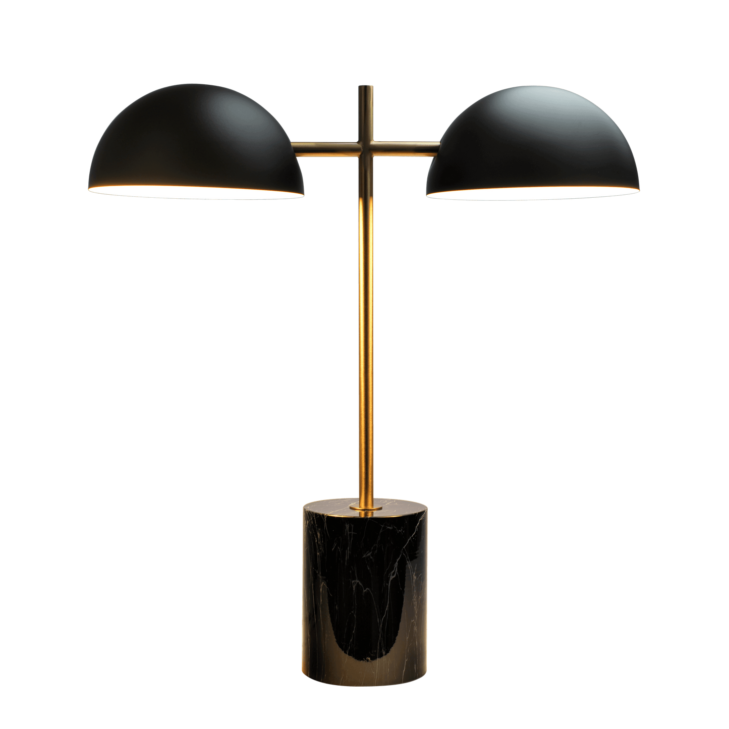 Nova Hydro Black Table Lamp with On/Off Switch Double Lamp with Faux Marble Base