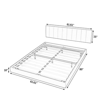 Queen Floating Bed Frame with LED Lights and Wall Mounted Headboard Modern Low Profile Led Platform Bed Frame Queen Size Faux Leather Upholstered Platform Bed Frame,No Box Spring Needed,White