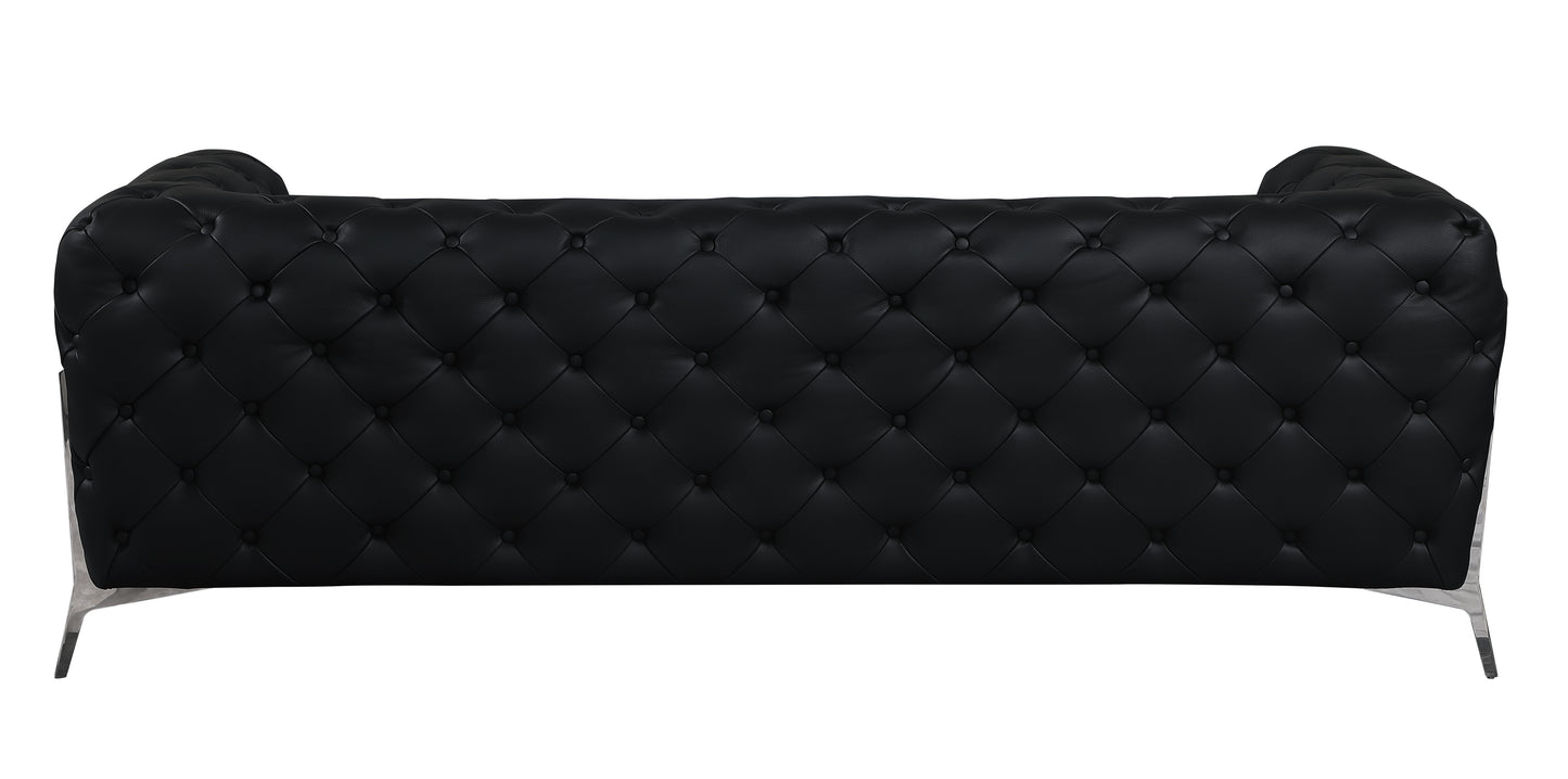 Global United Top Grain 100% Italian Black Leather Sofa