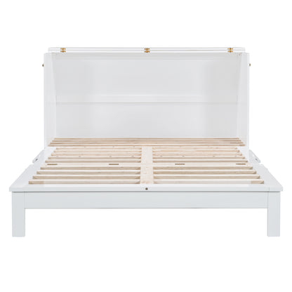 Queen Size Murphy Bed with Large Drawers, White