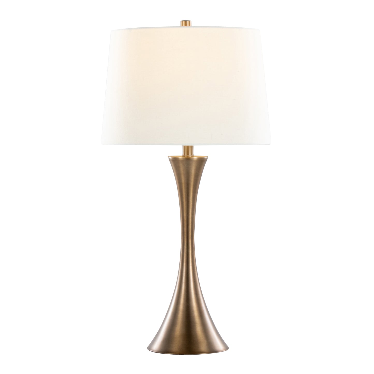 Lenuxe 29" Contemporary Metal Table Lamp in Matte Golden Bronze with Off-White Linen Shade from Grandview Gallery by LumiSource - Set of 2