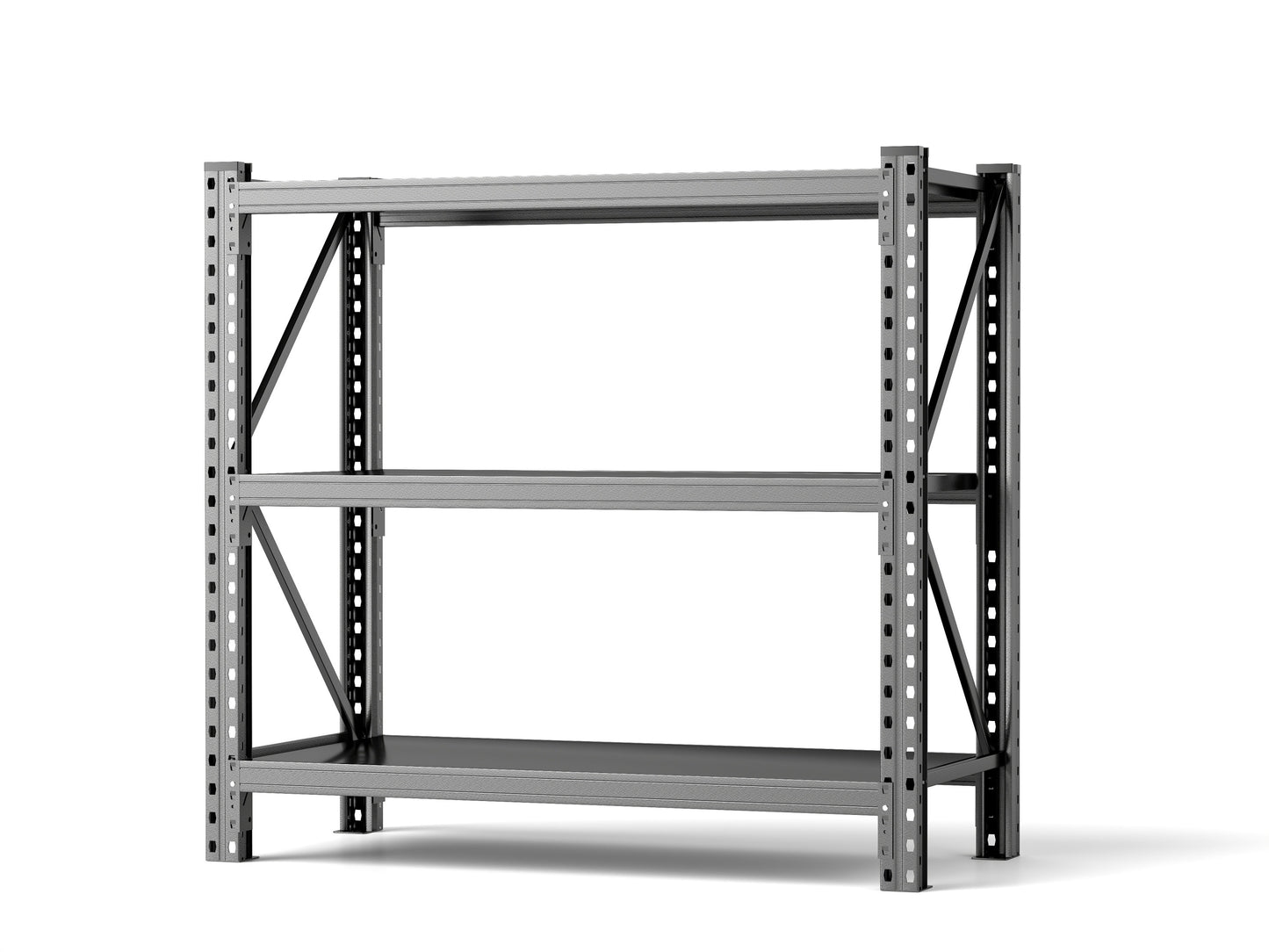 3-Tier Industrial Shelving Rack - 47in, Heavy Duty Steel Shelving Unit Adjustable, 51.2" W*23.6" D*47.3"H, Black, Requires Assembly