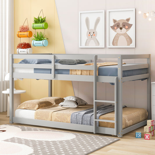 Twin over Twin Floor Bunk Bed,Grey(Old SKU:W50437208)