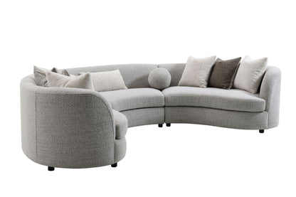 Ivria Gray Boucle Sectional Sofa W/9 Pillows