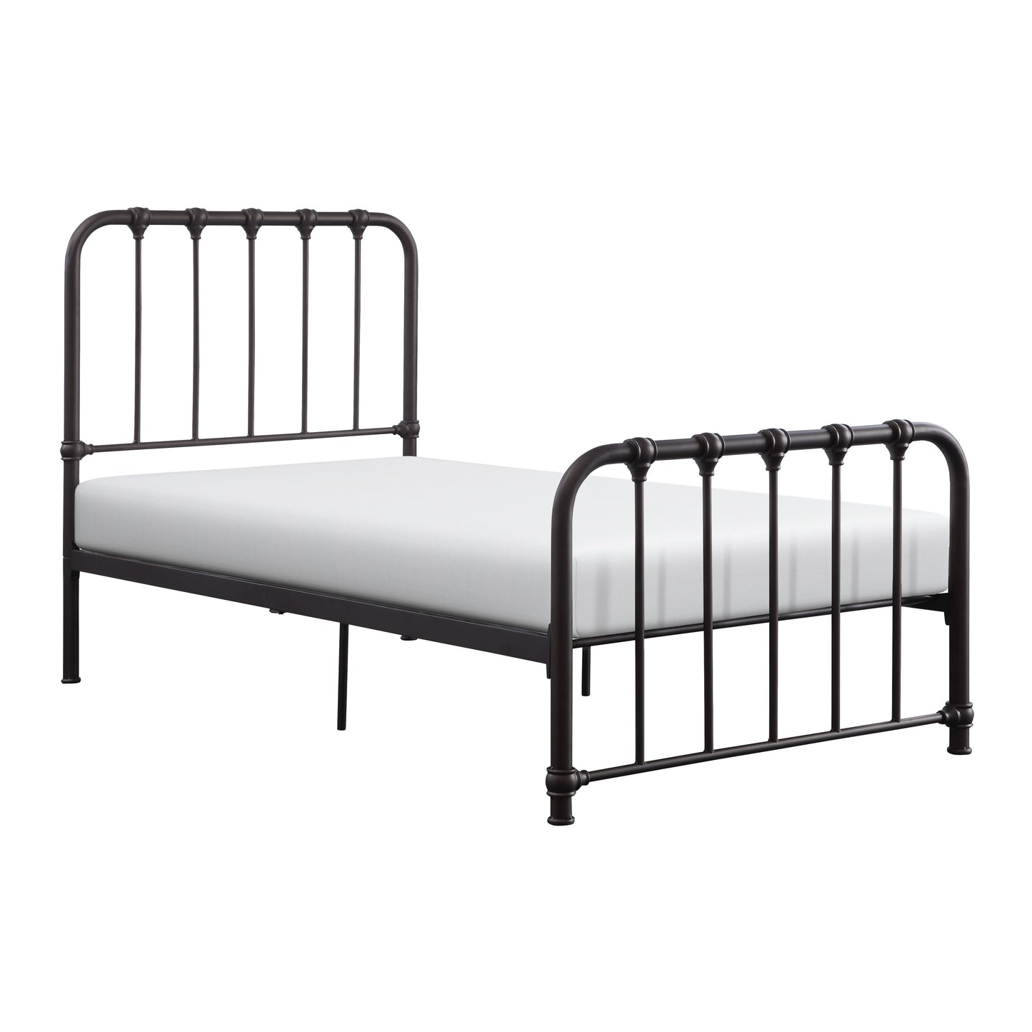 Metal Bed Dark Bronze Finish Twin Platform Bed 1pc, Bed in a Box