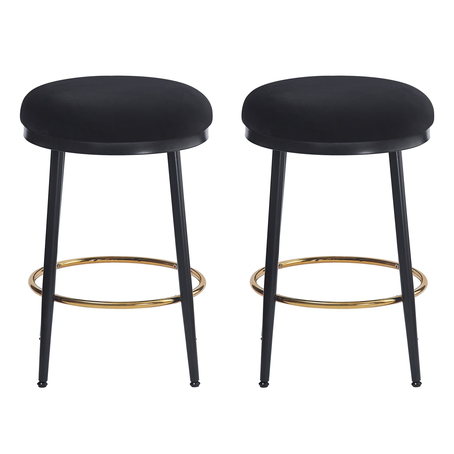 24.75'' Modern Counter Stools Set of 2,Black Counter Stools with iron Frame,Sponge cushion,Footrest,suitable for Kitchen/Bedroom/Dining Room