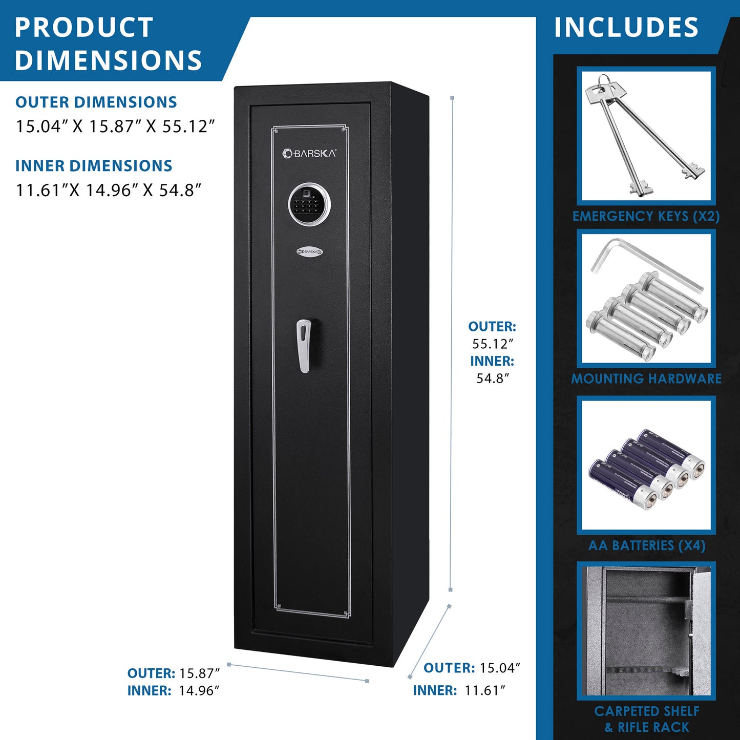 5.51 CUBIC FT BIOMETRIC KEYPAD RIFLESAFE