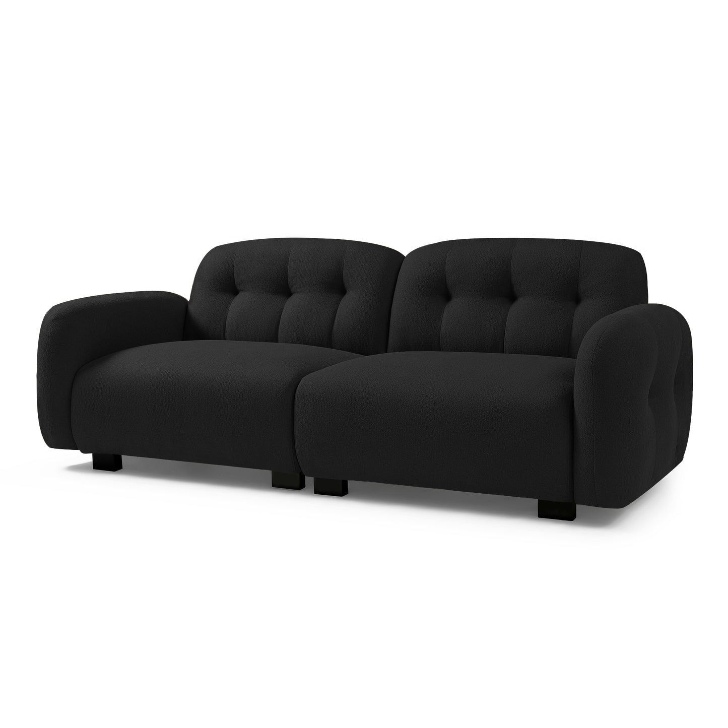 81.48" Modern Sofa Couch,3-Seater Teddy Sofa Sectional with wooden Legs for 3-4 Persons, Upholstered Deep Seat Love Seat Sofa Chaise for Living Room,Bedroom, Apartment and Office,Black