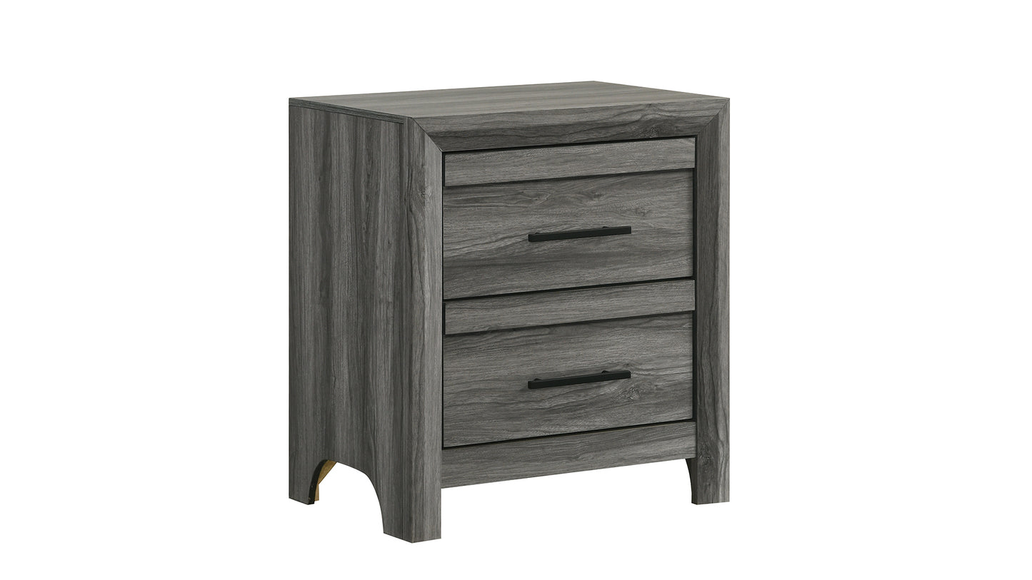 Denver Modern Style 2-Drawer Night stand Made with Wood in Gray