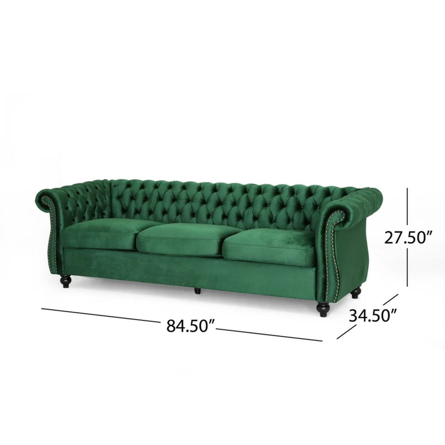 Durable 3-Seater Emerald Velvet Sofa, Combining Luxurious Comfort with Christmas Design, Perfect for Elegant Living Spaces, Featuring Plush Upholstery for Relaxation and a Touch of Sophisticated Style