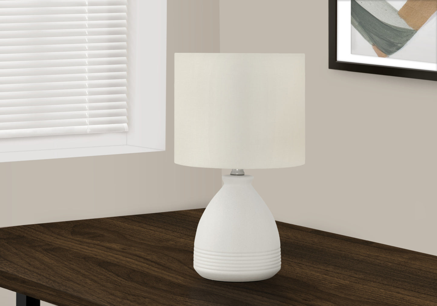 Lighting, 17"h, Table Lamp, Cream Ceramic, Ivory / Cream Shade, Modern