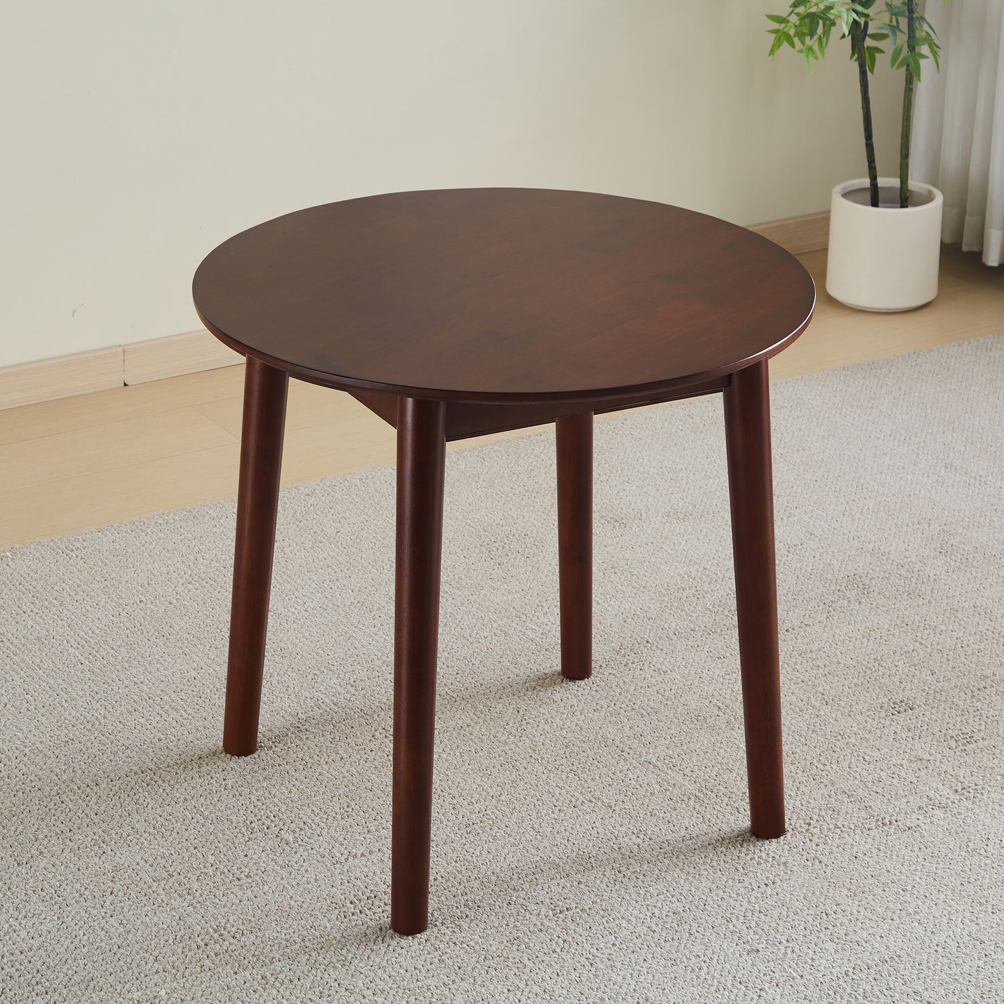 walnut Round Table, all solid wood, can sit 2-4 people diameter 31.5 inches