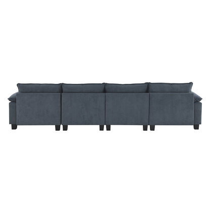 Wide Seat Corduroy Modular Sectional Sofa Bed,Sleeper Couch Set with Armrest Pillow,6 Seat Free Combination Sofa with Ottomans,Oversized Indoor Furniture for Living Room, 2 Colors