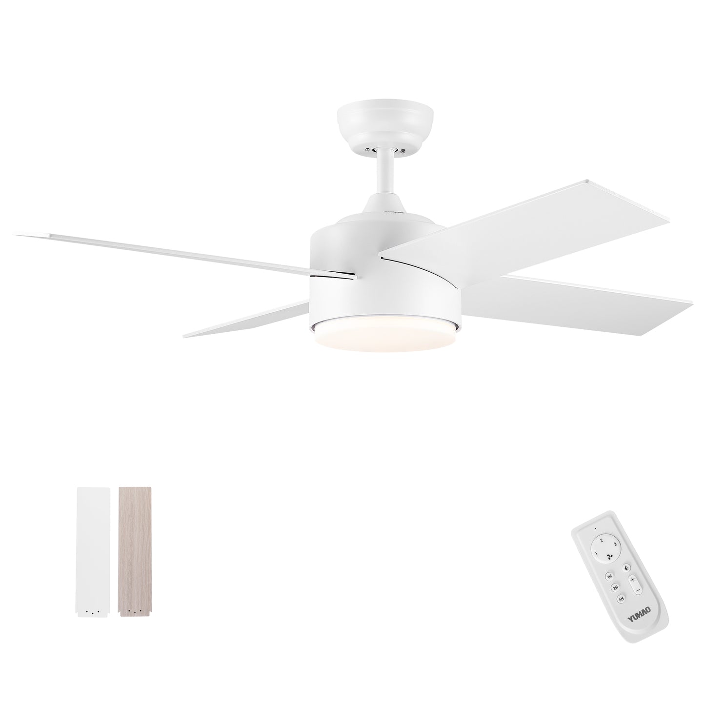 44 In Intergrated LED Ceiling Fan Lighting with White ABS Blade