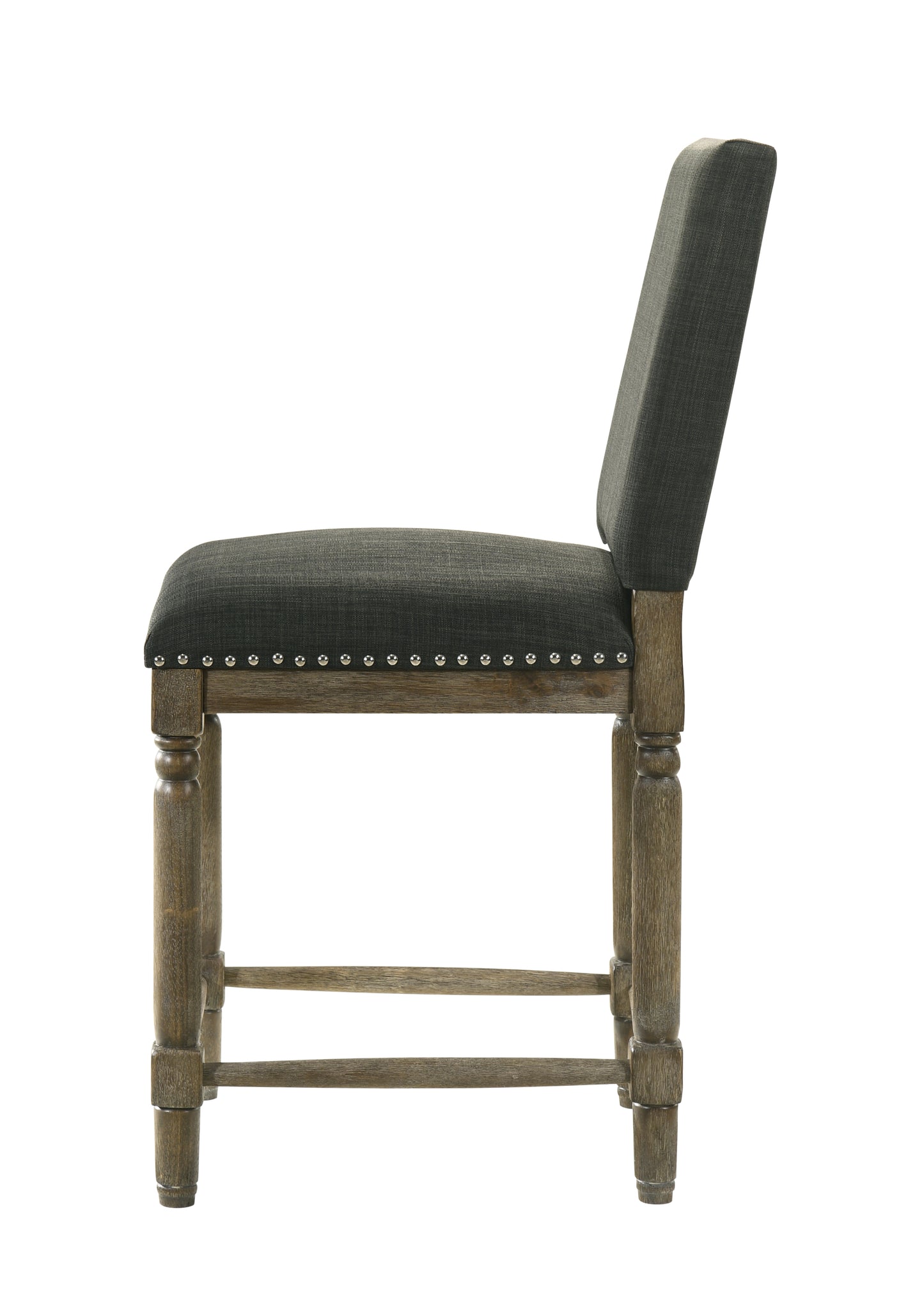 Everton 19.5" Gray Fabric Counter Height Chair with Nailhead Trim