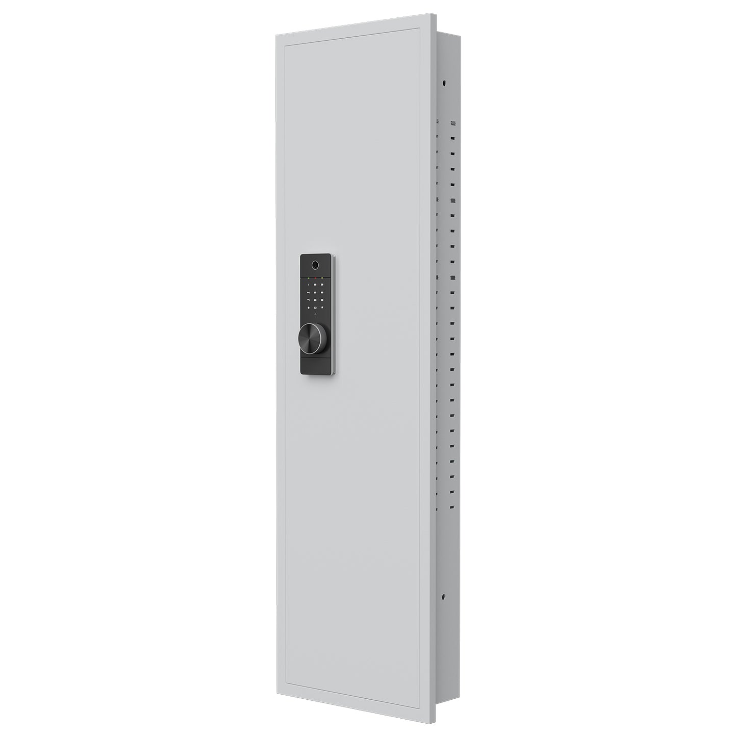 53" Fingerprint Touch Panel In-Wall Safe,Hidden Wall Gun Safe for Rifles with Adjustable Shelves,Assembled Storage Multifunctional Wall Safe for Firearm and Valuables (White-Fingerprint)