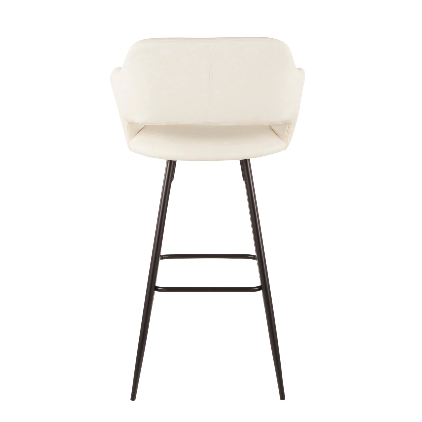 Margarite Contemporary Barstool in Black Metal and Cream Faux Leather by LumiSource - Set of 2