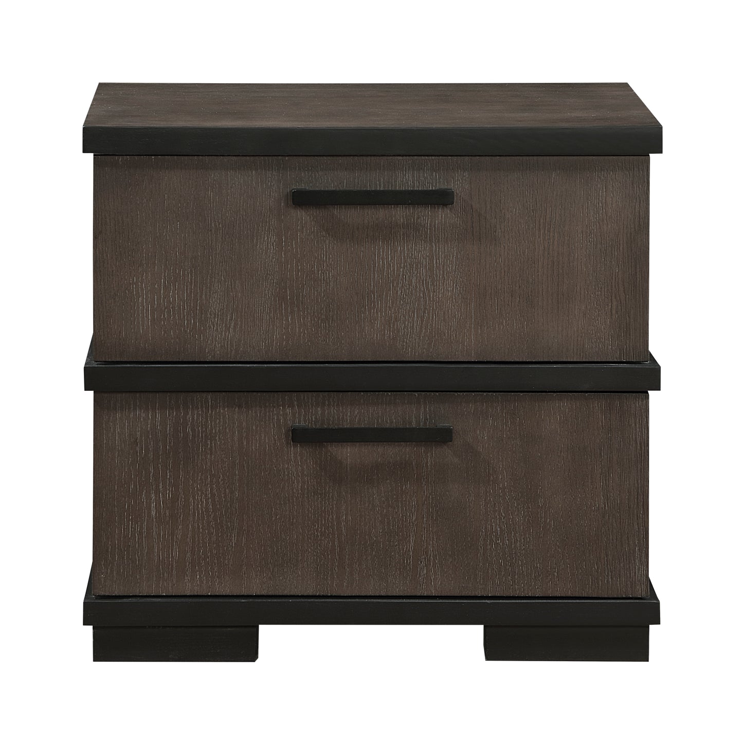 Two-Tone Brown Black Finish 2-Drawers Nightstand 1pc Modern Industrial Design Bedroom Furniture