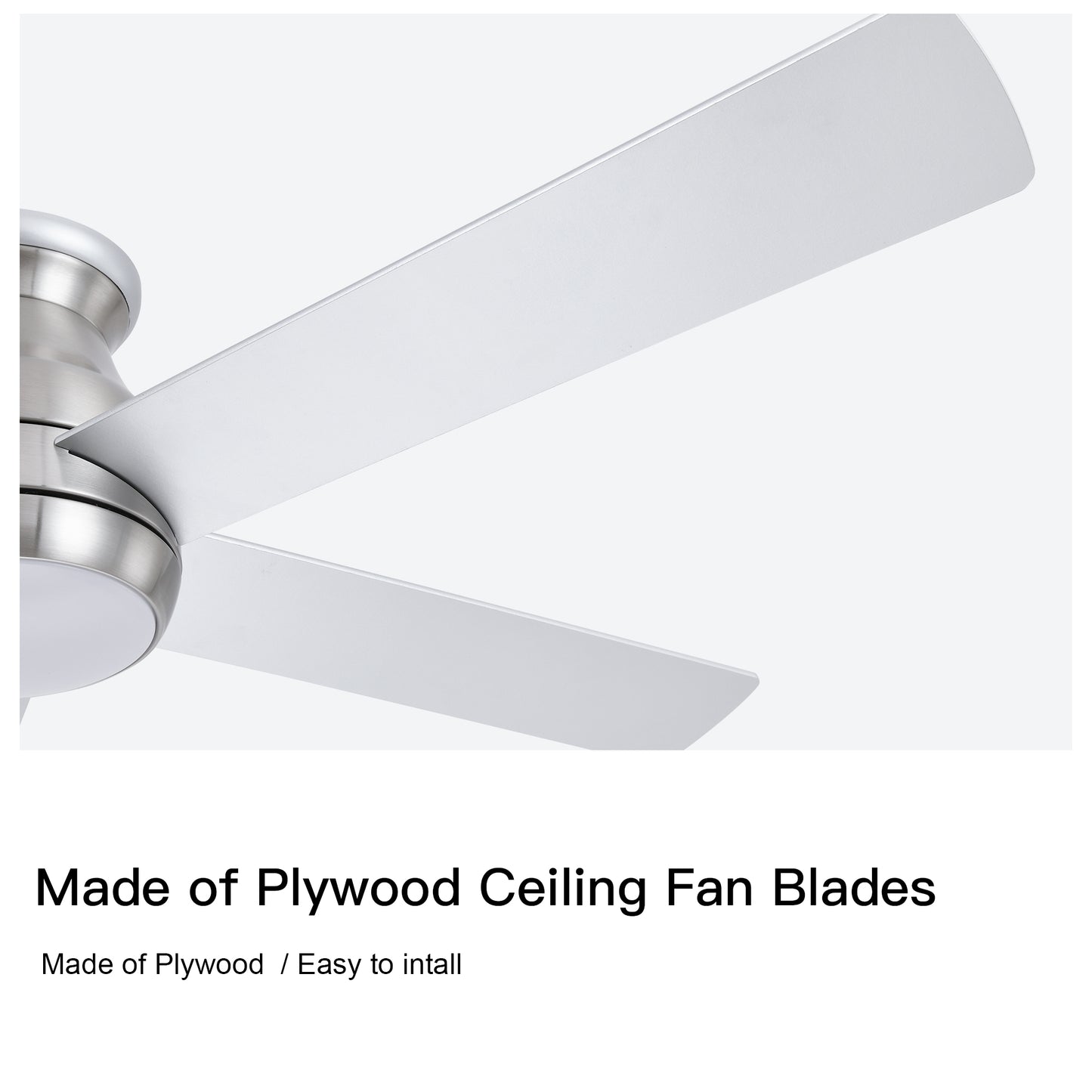 52" Low Profile Ceiling Fan in Brushed Nickel with Silver Blades