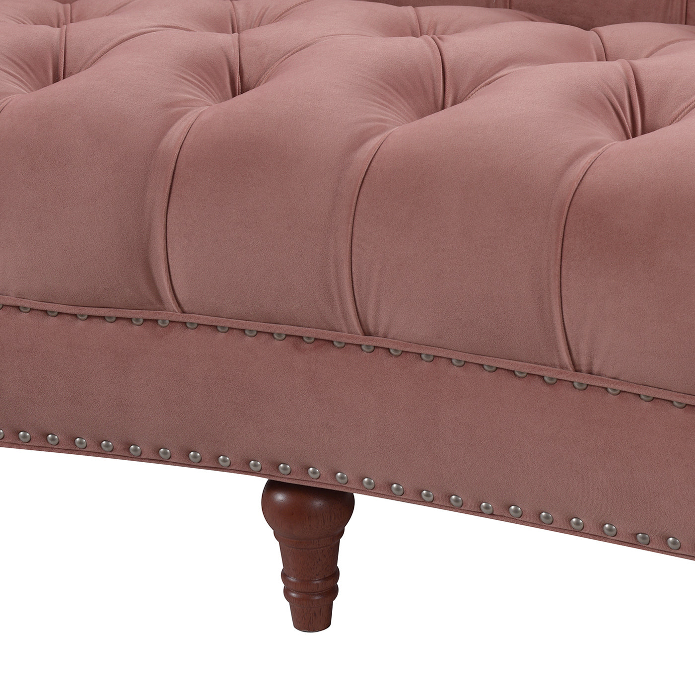 La Rosa Victorian Chesterfield Tufted Sofa, Ash Rose Pink Velvet