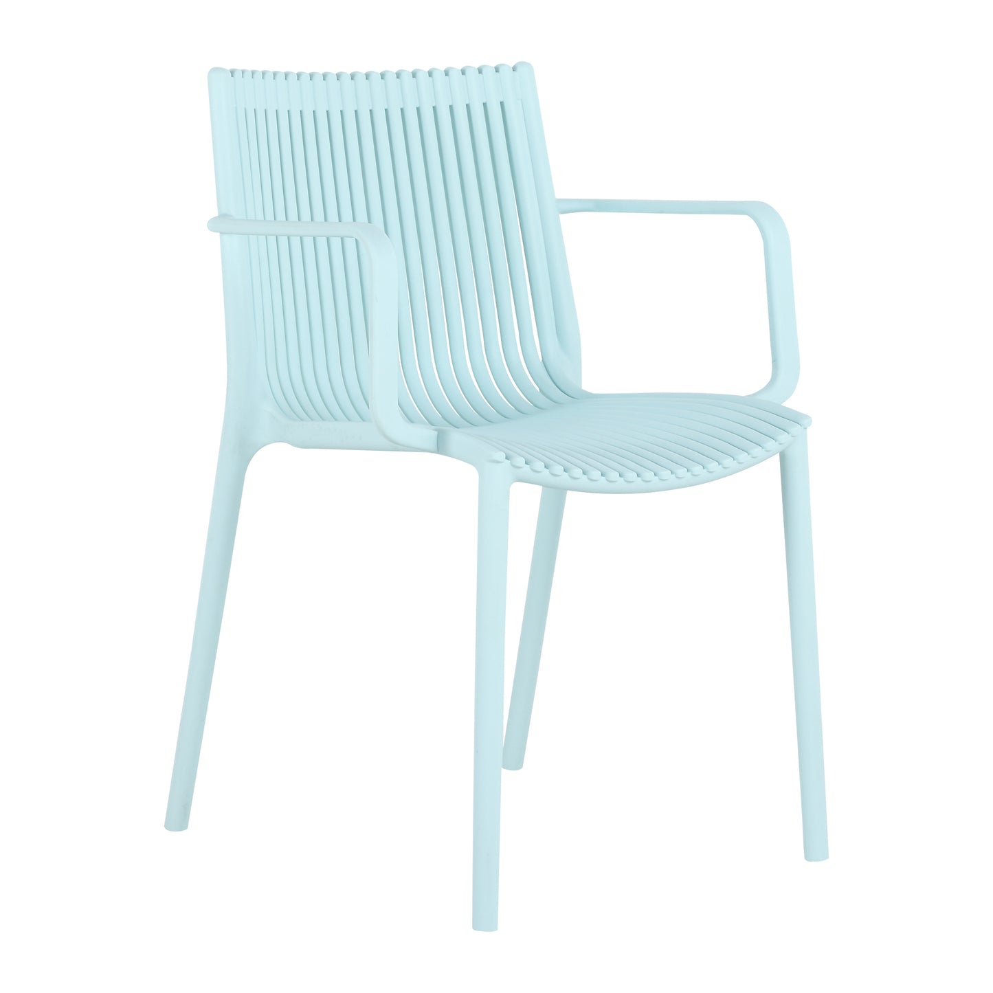 Four-piece stackable single chairs with vertical stripe design for all weather, light blue, 21.26*20.08*31.5 (in), Polypropylene