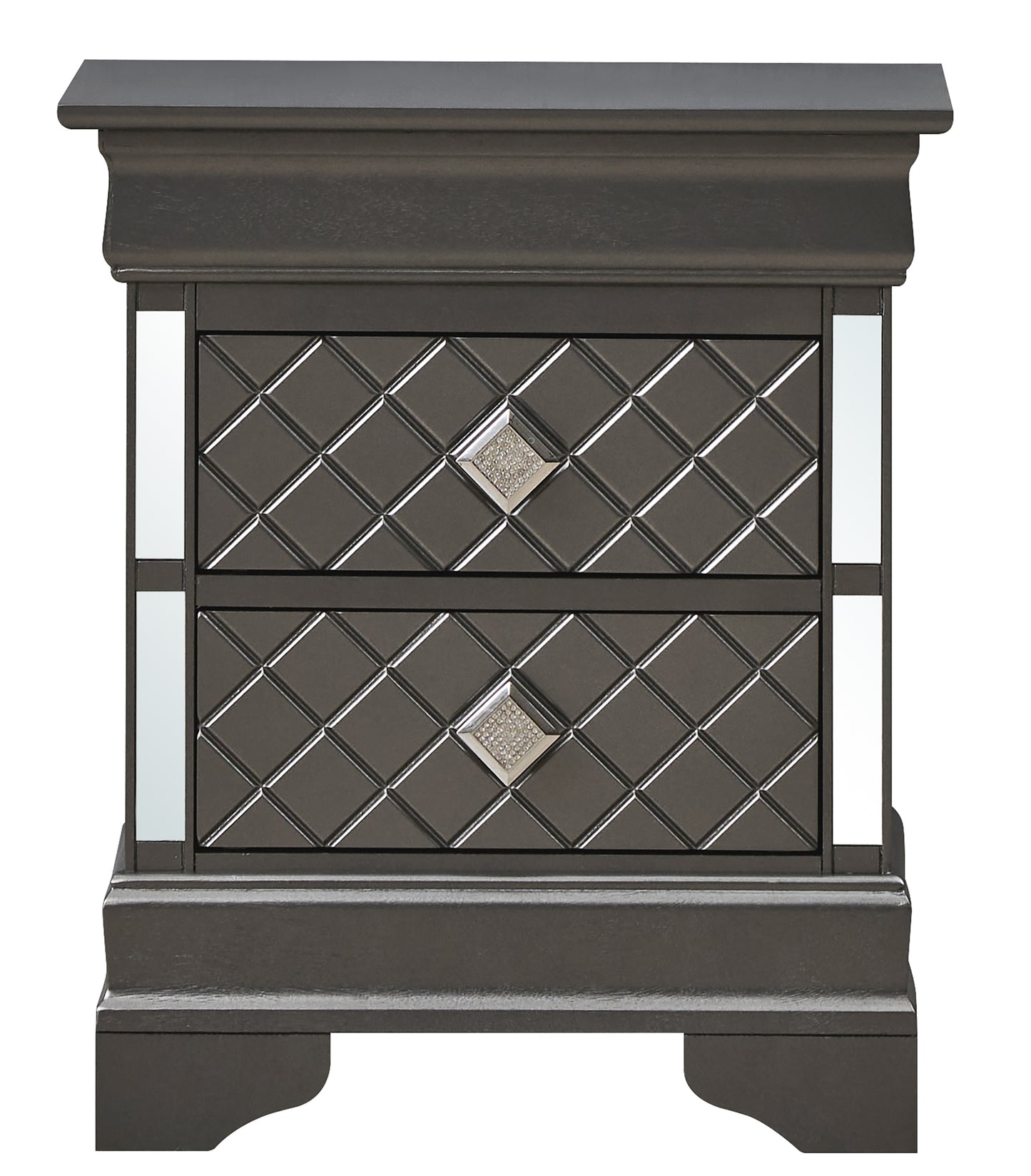 Chic Metallic Black Modern Nightstand