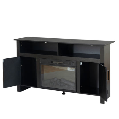 TVstandTVcabinet,media console,storage cabinet,entertainment center,with electronicfireplace and remote control,using the latest infrared heating technology,electronic flame beautiful,safe color:black