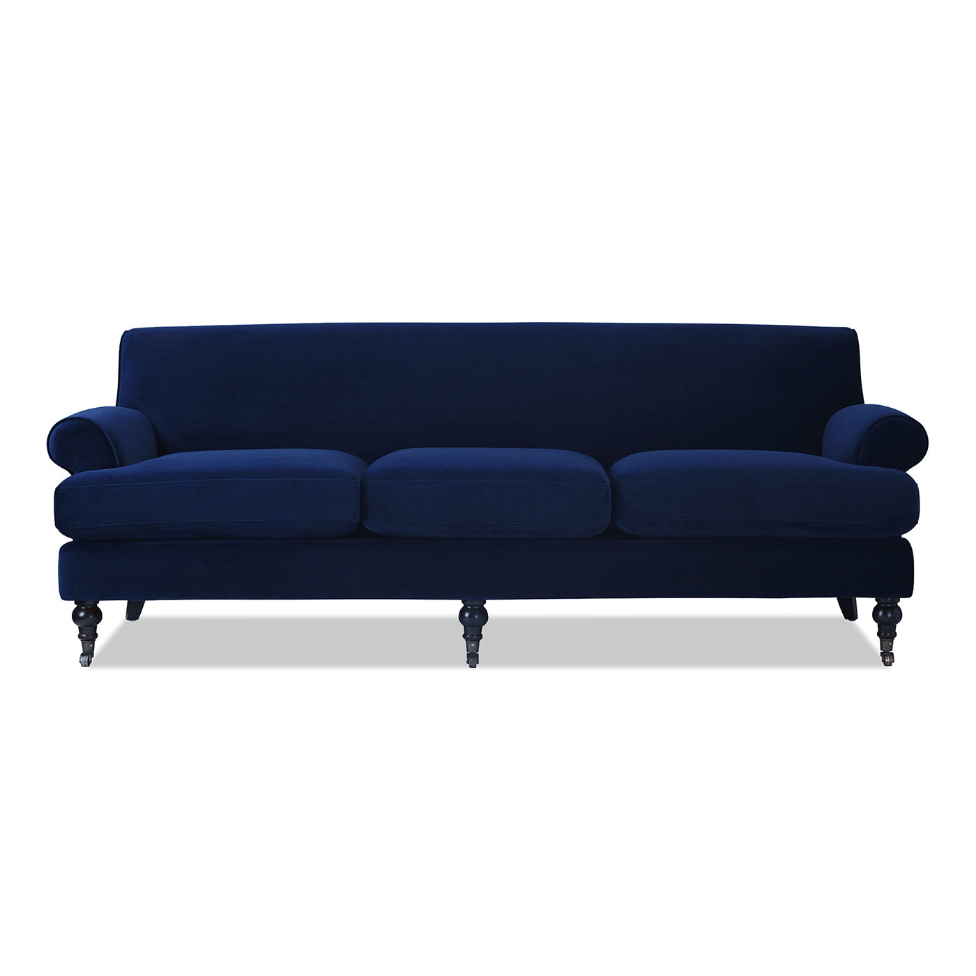 Alana Lawson Three-Cushion Tightback Sofa, Navy Blue Velvet