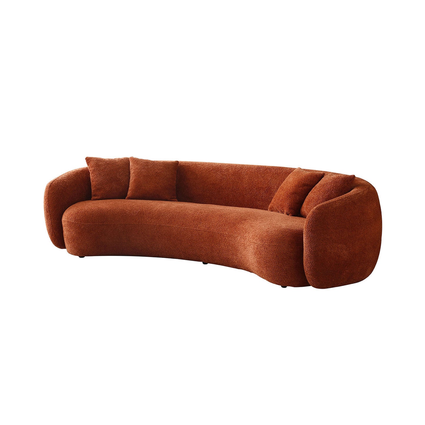 102'' 5-Seater Boucle Sofa Modern Sectional Half Moon Leisure Couch Curved Sofa Teddy Fleece Orange