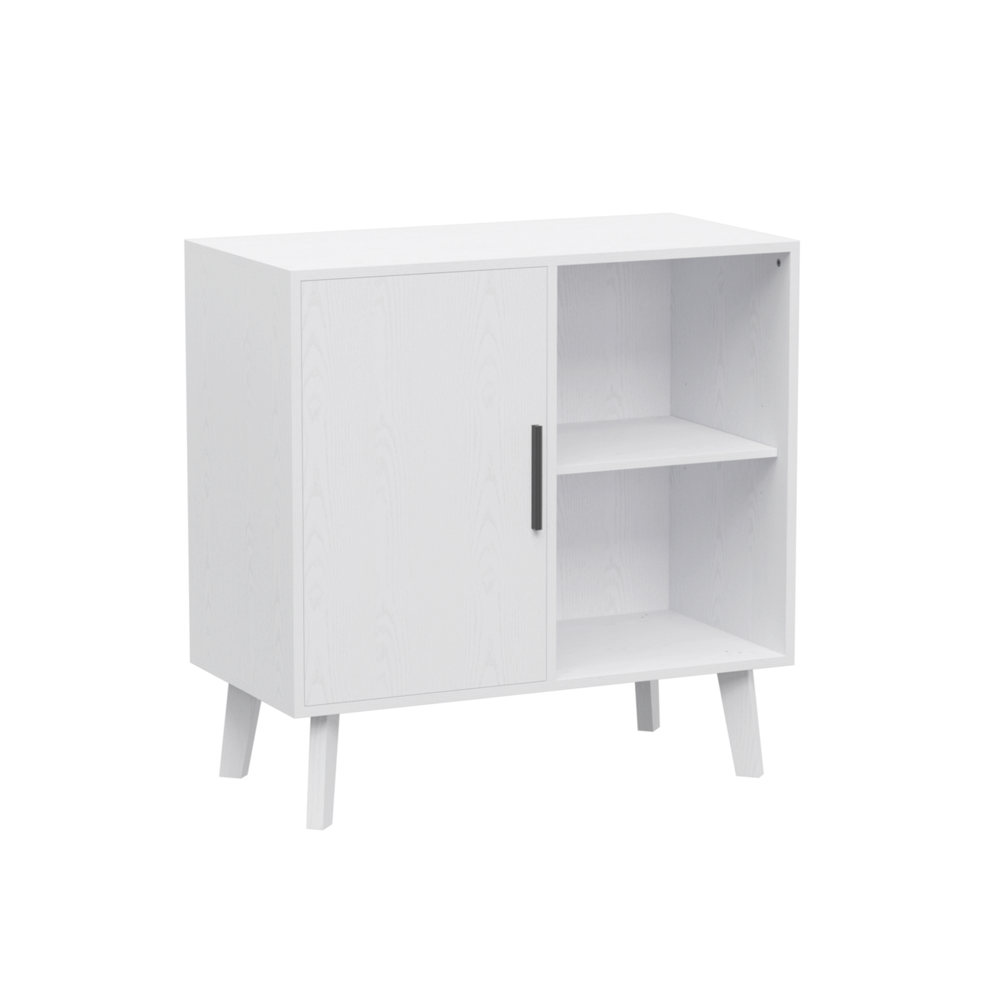 Sideboard Buffet Kitchen Storage Cabinet, Accent Cabinet with Solid Wood Feet for Decorated Doors, Dining Room, Hallway, Cupboard Console Table, Liquor / Accent Cabinet (White)