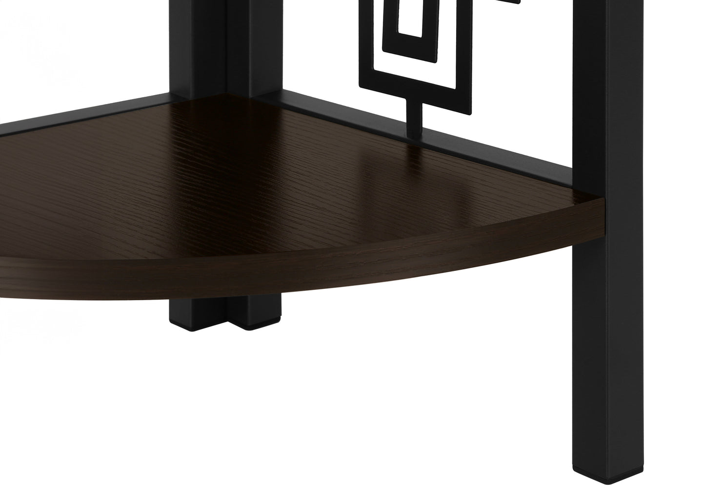 Bookshelf, Bookcase, Etagere, Corner, 4 Tier, 62"h, Office, Bedroom, Brown Laminate, Black Metal, Transitional