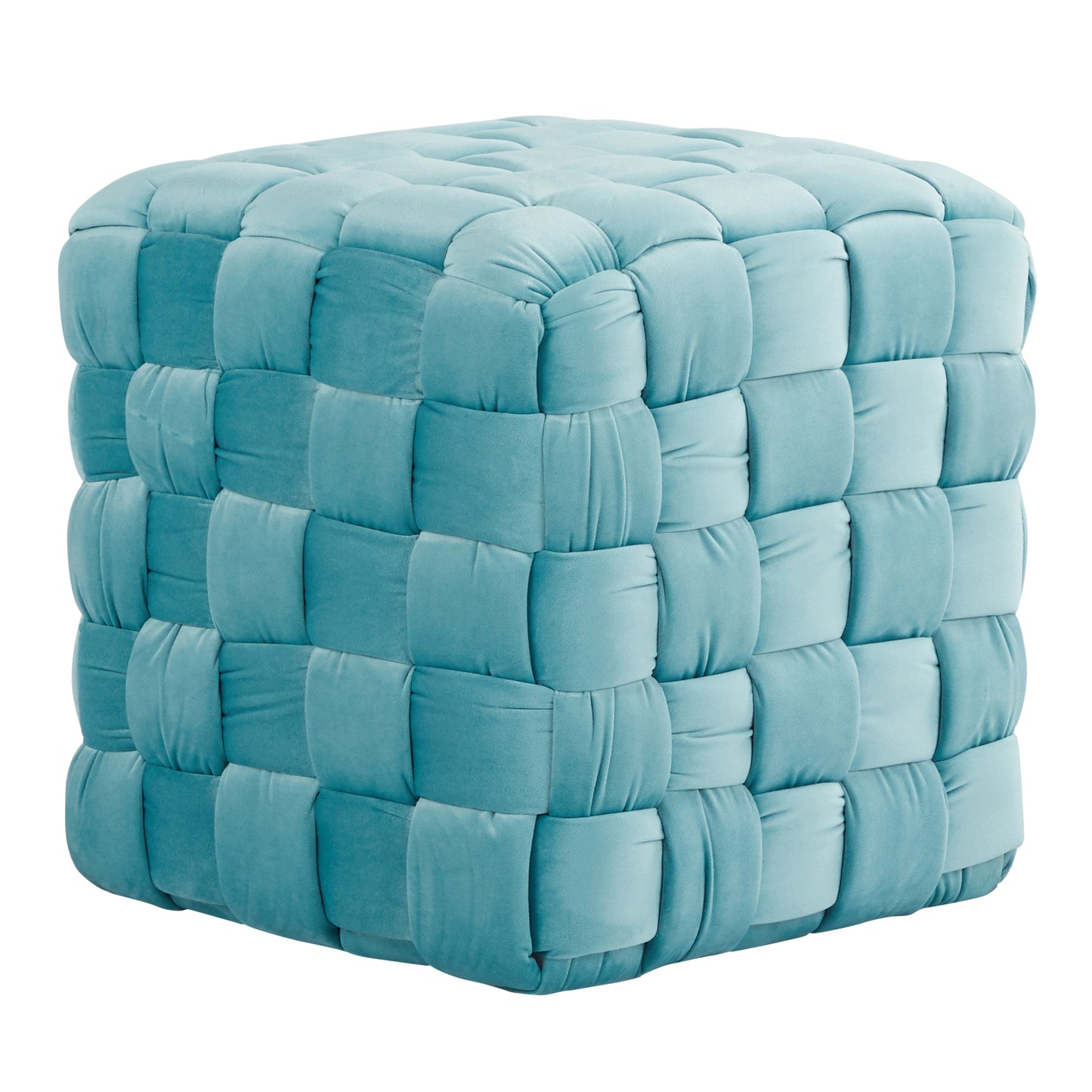 Square Braided 16' Ottoman in Ice Blue Velvet by LumiSource